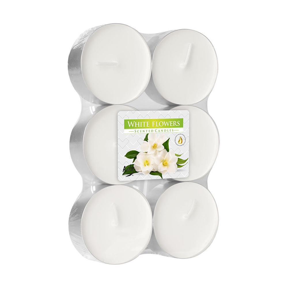 Ароматичні свічки Bispol Scented Candles Білі квіти, 6 шт